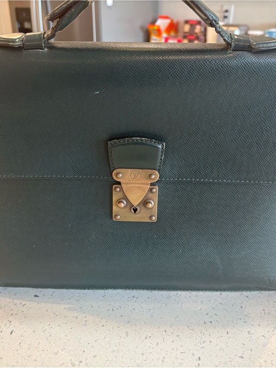 Louis Vuitton Other - Louis Vuitton Dark Green Leather Briefcase with Brass Lock
